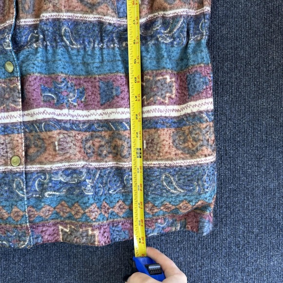 Vintage Reversible Jacket Womens Large Blue Nylon Southwestern Anorak Snap Waist - Picture 7 of 9